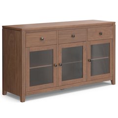 Cosmopolitan Solid Wood Sideboard Buffet In Medium Saddle Brown