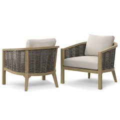 Parkside Solid Acacia Wood Outdoor Conversation Chair (Set Of 2) In Natural