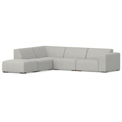 Sectional Modular Sofa With Ottoman In Tightly Woven Performance Fabric
