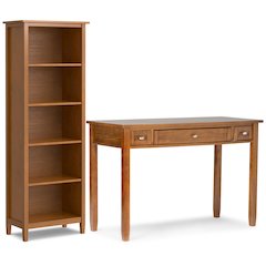 48 inch Wide Desk with 26 inch Wide Bookcase in Light Golden Brown (Set of 2)