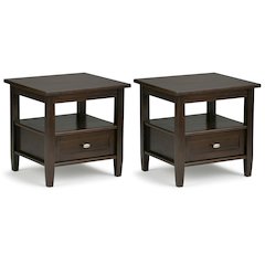 20 inch Solid Wood Transitional End Table in Tobacco Brown (Set of 2)