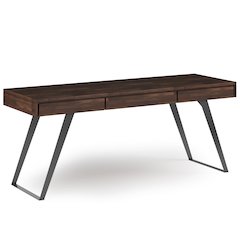 Lowry Solid Acacia Wood Large Desk In Distressed Charcoal Brown