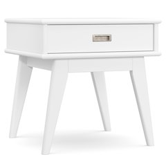 Draper Solid Hardwood Mid Century End Table In White