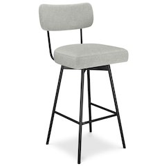 Giselle Swivel Bar Stool (Set Of 2) In Light Grey  Polyester Linen