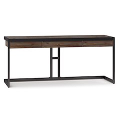 Erina Solid Acacia Wood Large Desk In Rustic Natural Aged Brown