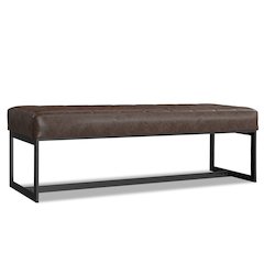 Penelope Leather Ottoman Bench In Brown Genuine Leather