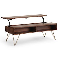 Hunter Solid Mango Wood Lift Top Coffee Table In Umber Brown