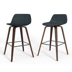 Counter Height Stool (Set Of 2) In Distressed Blue Vegan Faux Leather
