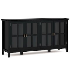 Artisan Solid Wood Wide 4 Door Storage Cabinet In Black