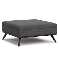 40 inch Wide Mid Century Modern Square XL Coffee Table Storage Ottoman