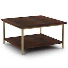 Skyler SOLID MANGO WOOD Square Coffee Table in Dark Brown / Gold