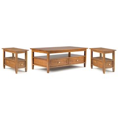 48 inch Wide Coffee Table with 2 14 inch Wide End Tables (Set of 3)