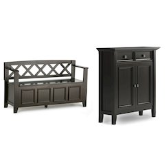48 inch Wide Storage Bench and 36 inch Wide Storage Cabinet in Hickory Brown