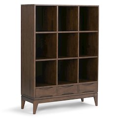 Harper Solid Hardwood Cube Storage With Drawers In Walnut Brown