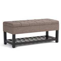 Saxon Solid Hardwood Storage Ottoman Bench In Fawn Brown