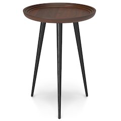 Clairmont Solid Acacia Wood Round Side Table In Cognac