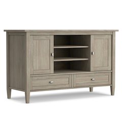 Warm Shaker Solid Wood Tv Media Stand In Distressed Grey For Tvs Up To 50 Inches