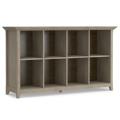 Amherst Solid Wood 8 Cube Storage Sofa Table In Distressed Grey