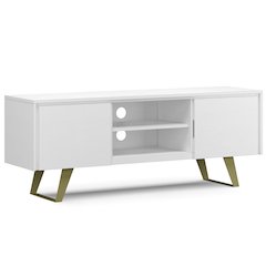 Lowry Solid Acacia Wood Tv Media Stand In White For Tvs Up To 70 Inches