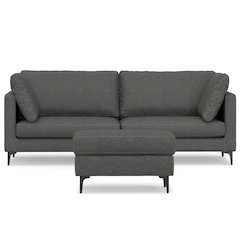 Ava 90-Inch Sofa And Ottoman Set In Tightly Woven Performance Fabric