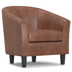 Austin 30 inch Wide Contemporary Tub Chair in Distressed Saddle Brown Leather