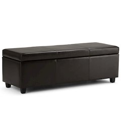 Avalon Storage Ottoman Bench In Tanners Brown Vegan Faux Leather