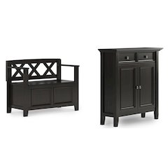 36"W Small Storage Bench and 36"W Storage Cabinet in Hickory Brown