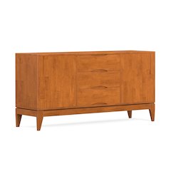 Harper 60 inch Wide Solid Hardwood Mid-Century Sideboard Buffet in Teak Brown