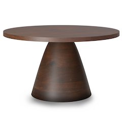 Winnie Solid Acacia Wood Round Coffee Table In Walnut