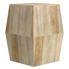 Solid Mango Wood 16 Inch Wide Irregular Contemporary Side Table In Natural