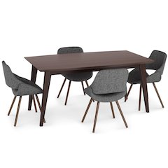 Malden / Draper Solid Hardwood 5 Piece Dining Set In Grey