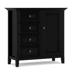 Amherst 37 inch Wide Transitional 4 Drawer Storage Cabinet in Black