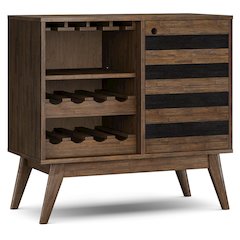 Clarkson Solid Acacia Wood Wine Cabinet In Rustic Natural Aged Brown