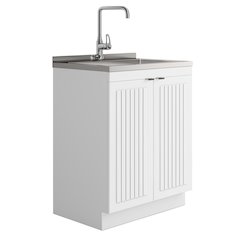Murphy 28 Inch Laundry Cabinet With Faucet And Stainless Steel Sink In White