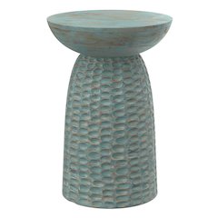 Boyd 16 inch Wide Solid Mango Contemporary Tall Accent Table in Teal Wash