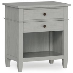 Carlton Solid Wood Bedside Table In Fog Grey