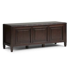 Connaught Solid Wood Storage Bench Trunk In Dark Chestnut Brown