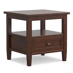 Warm Shaker 20 inch Wide Solid Wood Transitional End Table in Russet Brown