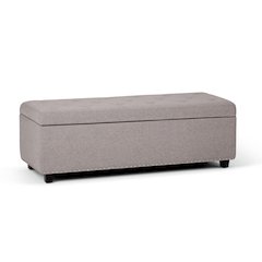 Hamilton Storage Ottoman In Cloud Grey Linen Look Fabric