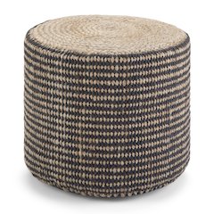 Larissa Round Braided Pouf In Natural Jute