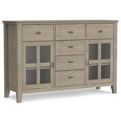 Artisan Solid Wood Sideboard Buffet In Distressed Grey