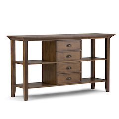 Redmond Solid Wood Console Sofa Table In Rustic Natural Aged Brown