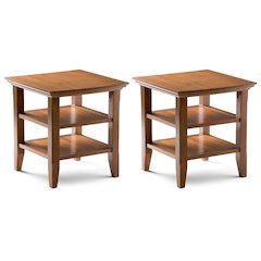 19 inch Transitional Narrow Side Table in Light Golden Brown (Set of 2)
