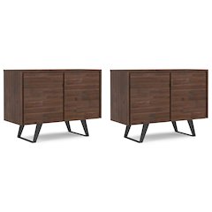 Solid Acacia 40 Inch Storage Cabinet In Distressed Charcoal Brown (Set Of 2)