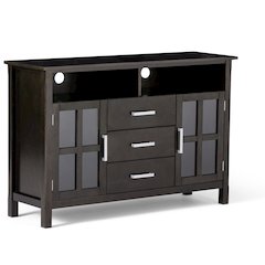 Solid Wood Contemporary Tv Media Stand In Hickory Brown For Tvs Up To 60 Inches