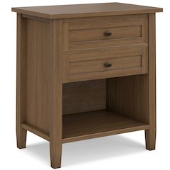 Solid Wood 24 inch Wide Transitional Nightstand in Rustic Natural Aged Brown