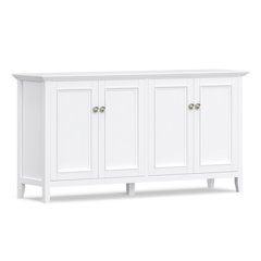 Amherst 66 inch Wide Solid Wood Transitional 4 Door Storage Cabinet in White