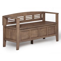 Adams Solid Wood Entryway Storage Bench In Rustic Natural Aged Brown