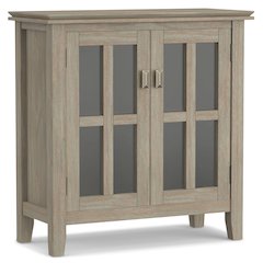 Artisan Solid Wood Low Storage Cabinet In Distressed Grey