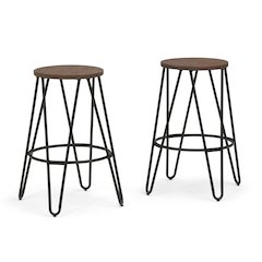 26 Inch Metal Counter Height Stool With Wood Seat (Set Of 2)